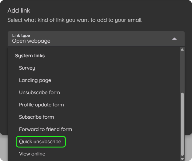 Quick unsubscribe