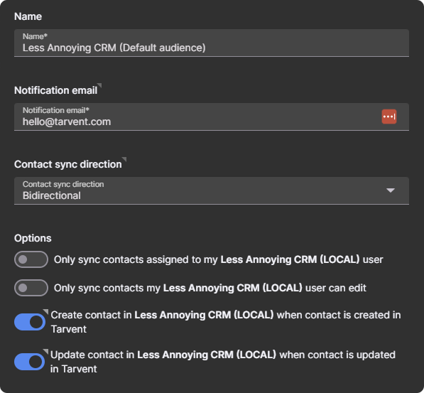 Less Annoying CRM Settings
